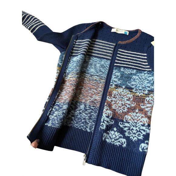 Sparrow Anthropologie Arras Navy Blue Zip Front Cardigan Sweater Wool Mohair S - Picture 9 of 10